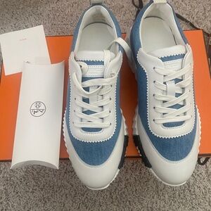 Hermès Bouncing Women's Denim and Calfskin Sneakers 37.5